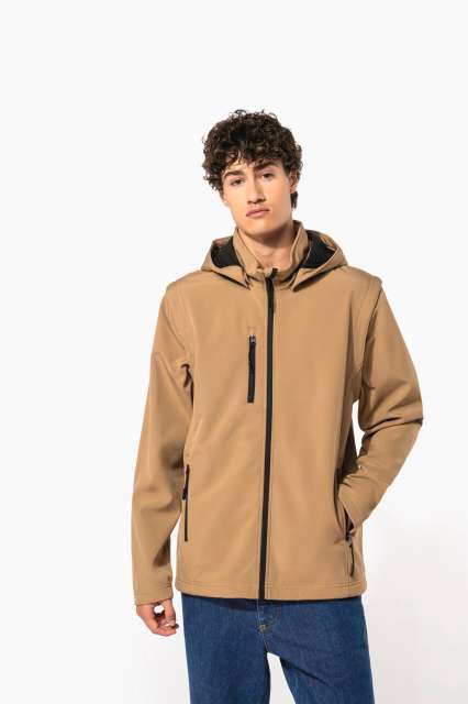KARIBAN KA422 UNISEX TROSLOJNA SOFTSHELL JAKNA S KAPULJAČOM I ODVOJIVIM RUKAVIMA