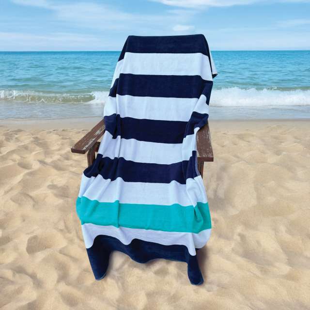 OLIMA OLV4040 OLIMA „NAUTICAL STRIPE” VELUR RUČNIK ZA PLAŽU